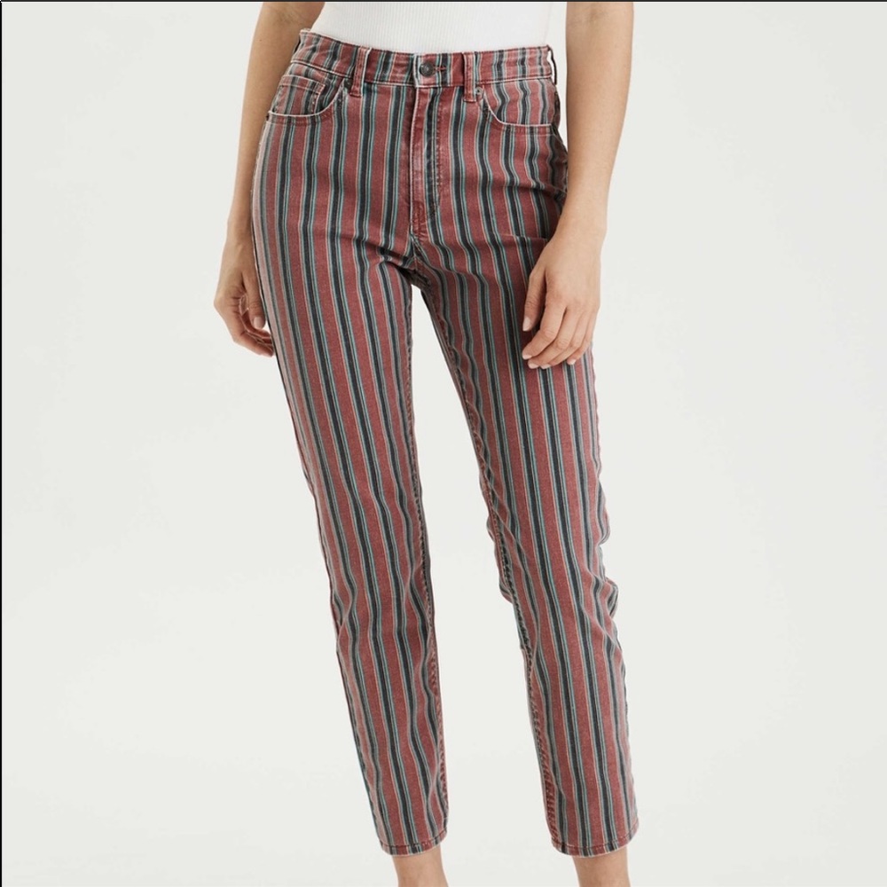 American Eagle High Rise Mom Jean Vintage Striped